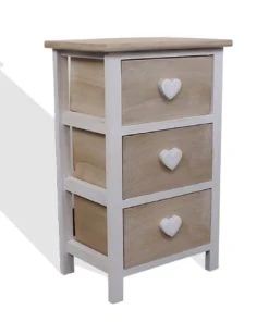 Mobili Rebecca Table De Chevet Coeur Avec 3 Tiroirs En Bois Blanc Et Beige -Boutique Maisons du Monde table de chevet coeur avec 3 tiroirs en bois blanc et beige 2