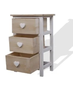 Mobili Rebecca Table De Chevet Coeur Avec 3 Tiroirs En Bois Blanc Et Beige -Boutique Maisons du Monde table de chevet coeur avec 3 tiroirs en bois blanc et beige 3