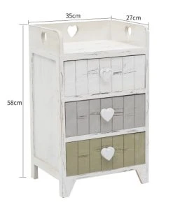Mobili Rebecca Table De Chevet Coeur Avec 3 Tiroirs En Bois Blanc Et Beige Et Gris -Boutique Maisons du Monde table de chevet coeur avec 3 tiroirs en bois blanc et beige et gris 4