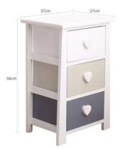 Mobili Rebecca Table De Chevet Coeur Avec 3 Tiroirs En MDF Blanc Et Beige Et Gris -Boutique Maisons du Monde table de chevet coeur avec 3 tiroirs en mdf blanc et beige et gris 2