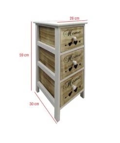 Mobili Rebecca Table De Chevet Coeur Home 3 Tiroirs En Bois Marron Et Blanc -Boutique Maisons du Monde table de chevet coeur home 3 tiroirs en bois marron et blanc 2