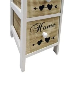 Mobili Rebecca Table De Chevet Coeur Home 3 Tiroirs En Bois Marron Et Blanc -Boutique Maisons du Monde table de chevet coeur home 3 tiroirs en bois marron et blanc 5