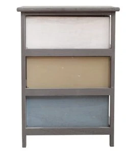 Mobili Rebecca Table De Chevet Colorée Avec 3 Tiroirs En Bois Gris Bleu Et Blanc -Boutique Maisons du Monde table de chevet coloree avec 3 tiroirs en bois gris bleu et blanc 5