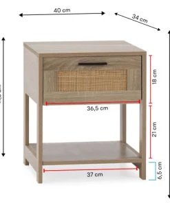 HOMN Table De Chevet De 1 Tiroir, Couleur Chêne -Boutique Maisons du Monde table de chevet de 1 tiroir couleur chene 5