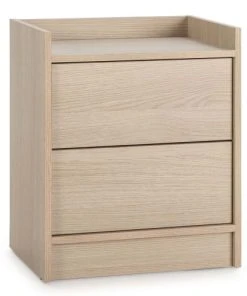 HOMN Table De Chevet De 2 Tiroirs, Couleur Chêne