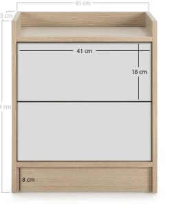 HOMN Table De Chevet De 2 Tiroirs, Couleur Chêne/blanc -Boutique Maisons du Monde table de chevet de 2 tiroirs couleur chene blanc 2