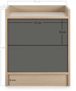 HOMN Table De Chevet De 2 Tiroirs, Couleur Chêne/gris -Boutique Maisons du Monde table de chevet de 2 tiroirs couleur chene gris 2