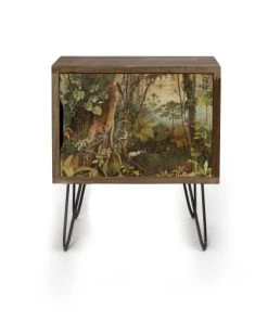 RNT By Really Nice Things Table De Chevet De Pin Avec Pieds Métalliques Avec Imprimé Sabana.