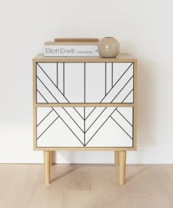 Alice's Garden Table De Chevet Décor Bois Naturel Et Blanc -Boutique Maisons du Monde table de chevet decor bois naturel et blanc 2