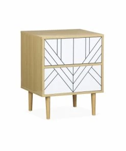 Alice's Garden Table De Chevet Décor Bois Naturel Et Blanc