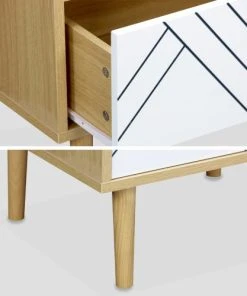 Alice's Garden Table De Chevet Décor Bois Naturel Et Blanc -Boutique Maisons du Monde table de chevet decor bois naturel et blanc 5