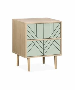 Alice's Garden Table De Chevet Décor Bois Naturel Et Vert D'eau