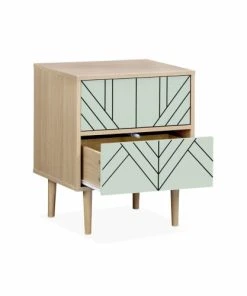 Alice's Garden Table De Chevet Décor Bois Naturel Et Vert D'eau -Boutique Maisons du Monde table de chevet decor bois naturel et vert d eau 3