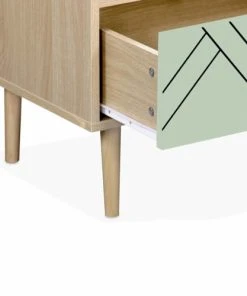 Alice's Garden Table De Chevet Décor Bois Naturel Et Vert D'eau -Boutique Maisons du Monde table de chevet decor bois naturel et vert d eau 4