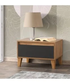 TOILINUX Table De Chevet Design Bois Gris Foncé -Boutique Maisons du Monde table de chevet design bois gris fonce 2