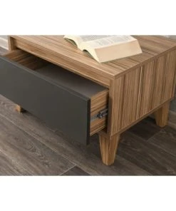 TOILINUX Table De Chevet Design Bois Gris Foncé -Boutique Maisons du Monde table de chevet design bois gris fonce 3