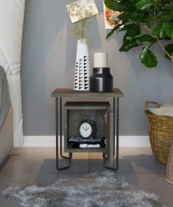 TOILINUX Table De Chevet Design Marron -Boutique Maisons du Monde table de chevet design marron 2