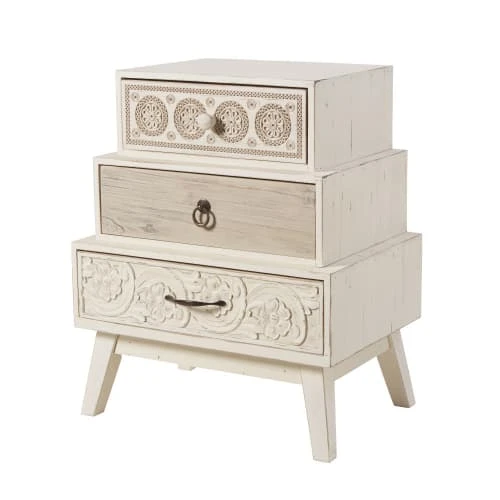 Maisons Du Monde Table De Chevet Déstructurée 3 Tiroirs à Motifs 3 Maisons Du Monde Table De Chevet Déstructurée 3 Tiroirs à Motifs – Image 2