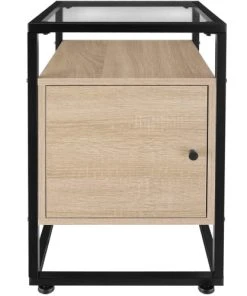 Tectake Table De Chevet Dudley 40 X 43 X 60,5 Cm Bois Clair Industriel, Chêne -Boutique Maisons du Monde table de chevet dudley 40 x 43 x 60 5 cm bois clair industriel chene 1