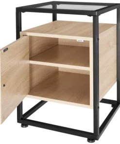 Tectake Table De Chevet Dudley 40 X 43 X 60,5 Cm Bois Clair Industriel, Chêne -Boutique Maisons du Monde table de chevet dudley 40 x 43 x 60 5 cm bois clair industriel chene 4