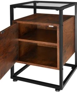 Tectake Table De Chevet Dudley 40 X 43 X 60,5 Cm Bois Foncé Industriel -Boutique Maisons du Monde table de chevet dudley 40 x 43 x 60 5 cm bois fonce industriel 4