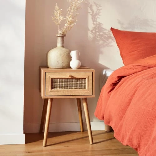 Alice's Garden Table De Chevet Effet Bois Et Cannage, 1 Tiroir 4 Alice's Garden Table De Chevet Effet Bois Et Cannage, 1 Tiroir â Image 2