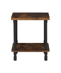 Beliani Table De Chevet Effet Bois Foncé Et Noire -Boutique Maisons du Monde table de chevet effet bois fonce et noire 2
