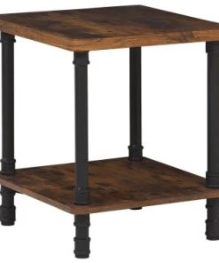 Beliani Table De Chevet Effet Bois Foncé Et Noire