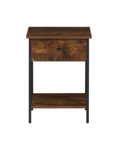 Beliani Table De Chevet Effet Bois Foncé Et Noire Avec Tiroir -Boutique Maisons du Monde table de chevet effet bois fonce et noire avec tiroir 2