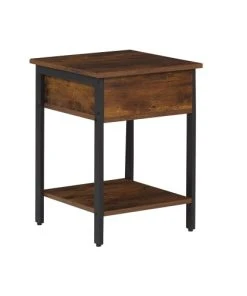 Beliani Table De Chevet Effet Bois Foncé Et Noire Avec Tiroir -Boutique Maisons du Monde table de chevet effet bois fonce et noire avec tiroir 3