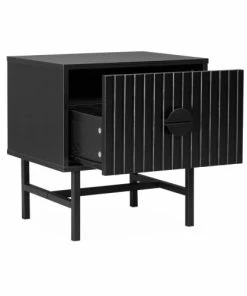 Alice's Garden Table De Chevet Effet Bois Rainuré Noir 12 Alice's Garden Table De Chevet Effet Bois Rainuré Noir -Boutique Maisons du Monde table de chevet effet bois rainure noir 4