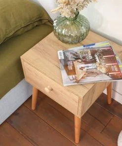 HOMIFAB Table De Chevet Effet Chêne Avec 1 Tiroir -Boutique Maisons du Monde table de chevet effet chene avec 1 tiroir 2