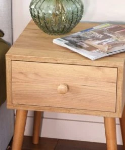 HOMIFAB Table De Chevet Effet Chêne Avec 1 Tiroir -Boutique Maisons du Monde table de chevet effet chene avec 1 tiroir 3