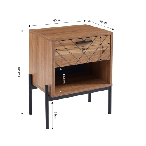 Baita Table De Chevet Effet Chêne Foncé Et Motifs 1 Tiroir 5 Baita Table De Chevet Effet Chêne Foncé Et Motifs 1 Tiroir – Image 3