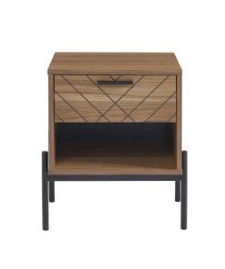 Baita Table De Chevet Effet Chêne Foncé Et Motifs 1 Tiroir