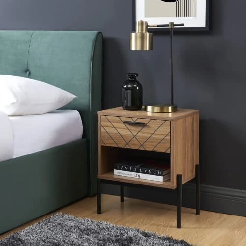 Baita Table De Chevet Effet Chêne Foncé Et Motifs 1 Tiroir 6 Baita Table De Chevet Effet Chêne Foncé Et Motifs 1 Tiroir – Image 4