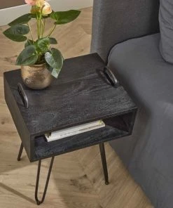 Vivabita Table De Chevet En Acacia Massif Noir -Boutique Maisons du Monde table de chevet en acacia massif noir 2