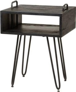 Vivabita Table De Chevet En Acacia Massif Noir