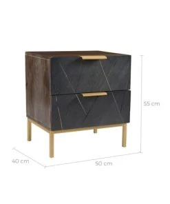 Rendez Vous Déco Table De Chevet En Ardoise, Métal Et Bois, 2 Tiroirs -Boutique Maisons du Monde table de chevet en ardoise metal et bois 2 tiroirs 2