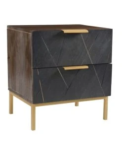 Rendez Vous Déco Table De Chevet En Ardoise, Métal Et Bois, 2 Tiroirs -Boutique Maisons du Monde table de chevet en ardoise metal et bois 2 tiroirs 4