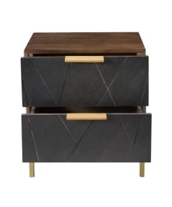 Rendez Vous Déco Table De Chevet En Ardoise, Métal Et Bois, 2 Tiroirs -Boutique Maisons du Monde table de chevet en ardoise metal et bois 2 tiroirs 5