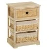 Unimasa Table De Chevet En Bois 1 Tiroir Et 2 Paniers H58cm