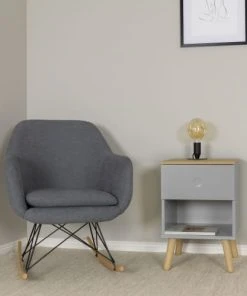 Tenzo Table De Chevet En Bois 1 Tiroir Gris Clair -Boutique Maisons du Monde table de chevet en bois 1 tiroir gris clair 1