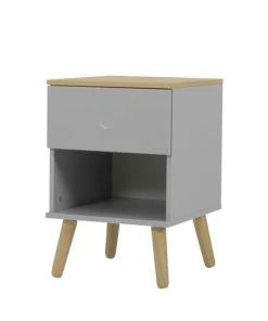 Tenzo Table De Chevet En Bois 1 Tiroir Gris Clair -Boutique Maisons du Monde table de chevet en bois 1 tiroir gris clair 2