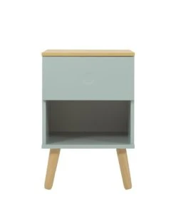 Tenzo Table De Chevet En Bois 1 Tiroir Vert D'eau