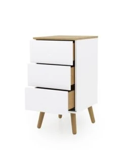 Tenzo Table De Chevet En Bois 3 Tiroirs Blanc -Boutique Maisons du Monde table de chevet en bois 3 tiroirs blanc 3