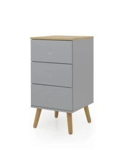 Tenzo Table De Chevet En Bois 3 Tiroirs Gris Clair -Boutique Maisons du Monde table de chevet en bois 3 tiroirs gris clair 2