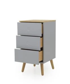 Tenzo Table De Chevet En Bois 3 Tiroirs Gris Clair -Boutique Maisons du Monde table de chevet en bois 3 tiroirs gris clair 4