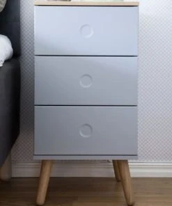 Tenzo Table De Chevet En Bois 3 Tiroirs Gris Clair -Boutique Maisons du Monde table de chevet en bois 3 tiroirs gris clair 5