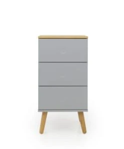 Tenzo Table De Chevet En Bois 3 Tiroirs Blanc -Boutique Maisons du Monde table de chevet en bois 3 tiroirs gris clair dot